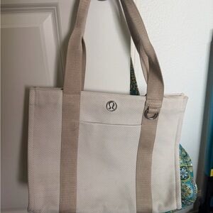 Lululemon Beige Canvas Tote with Logo